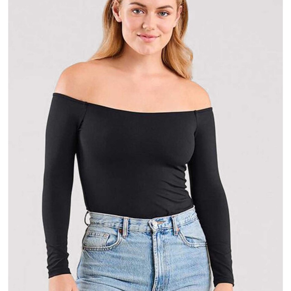 nuuds Black Off-Shoulder Bodysuit XXL